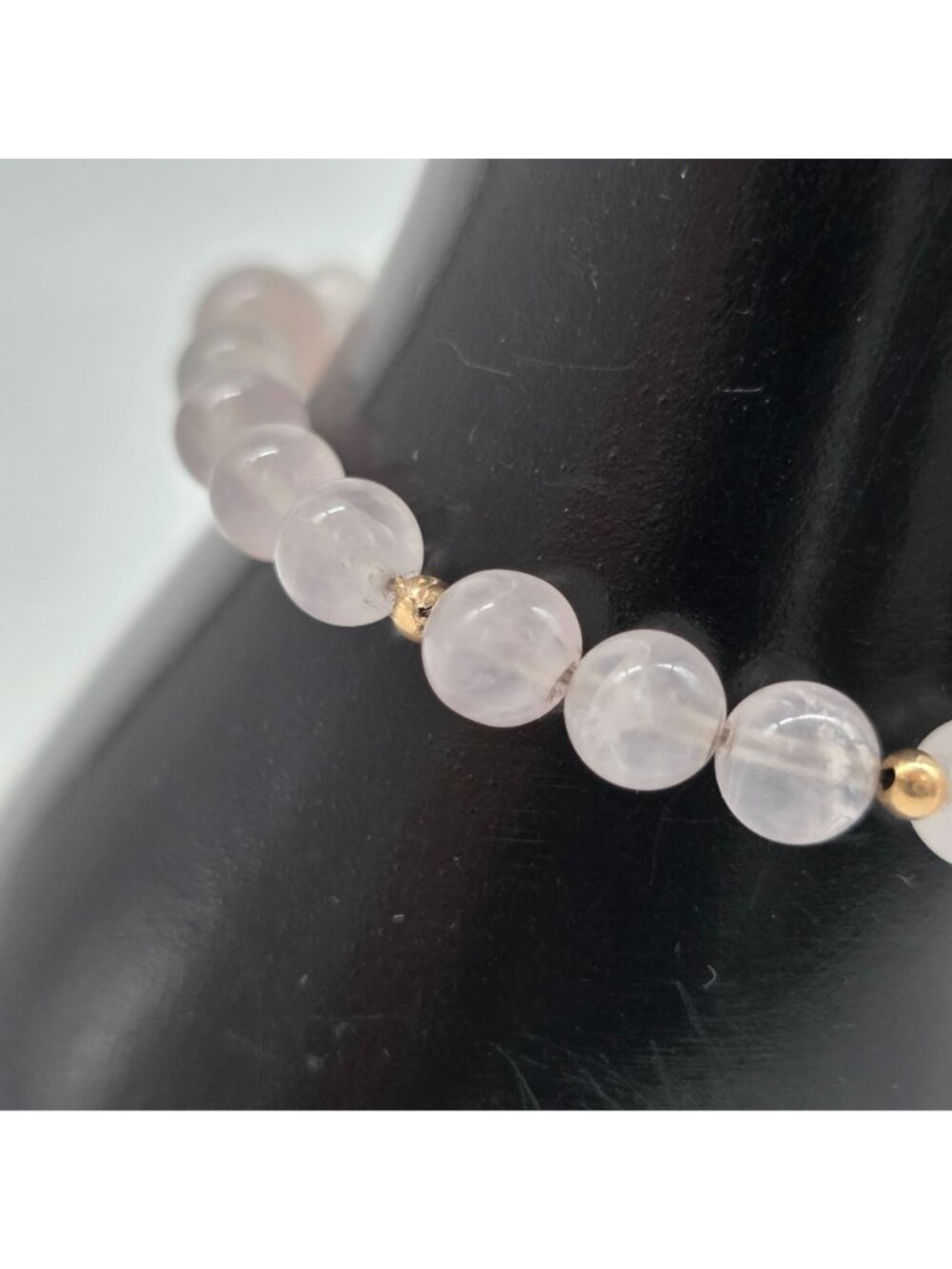 Rose Quartz Bracelet Gold Tone Beads With Lobster Clasp Closure - Picture 7 of 8